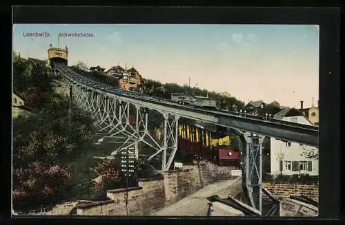 AK Dresden-Loschwitz, Streckenabschnitt der Schwebebahn