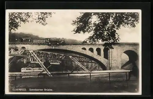 AK Elberfeld, Schwebebahn an der Sonnborner Brücke