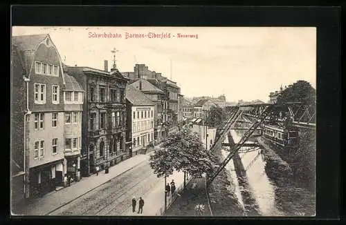 AK Barmen-Elberfeld, Neuerweg, Schwebebahn