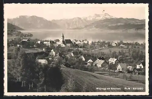 AK Weyregg am Attersee, Totalansicht aus der Vogelschau