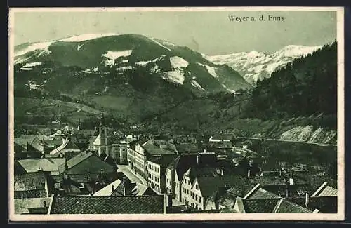 AK Weyer a. d. Enns, Strassenpartie mit Kirche