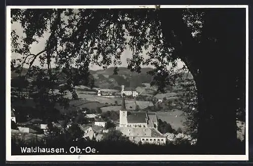 AK Waldhausen /Ob.-Oe., Teilansicht mit Kirche