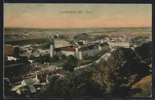 AK Lambach /Ob. Östr., Panorama mit Stift