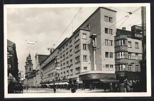 AK Linz a / D., Landstrasse mit Geschäften