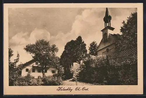 AK Schwarzenberg am Böhmerwald, Holzschlag, Partie an der Kirche