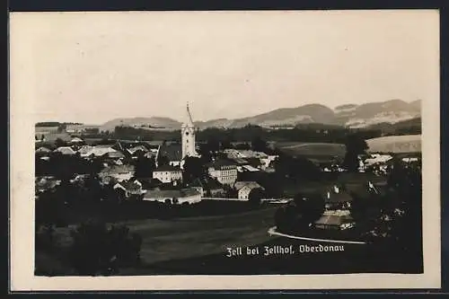 AK Zell bei Zellhof, Ortsansicht gegen die Berge