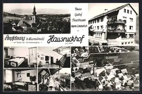 AK Ampfelwang im Hausruckwald, Pension und Gasthof Hausruckhof, mit Innenansichten und Terrasse