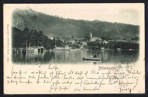 AK Altmünster, Ortsansicht über das Wasser