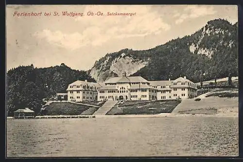 AK St. Gilgen, Ferienhort am Wolfgangsee vom Wasser aus