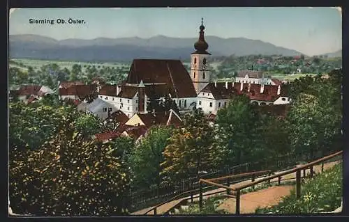 AK Sierning /Ob. Öster., Ortsansicht mit der Kirche