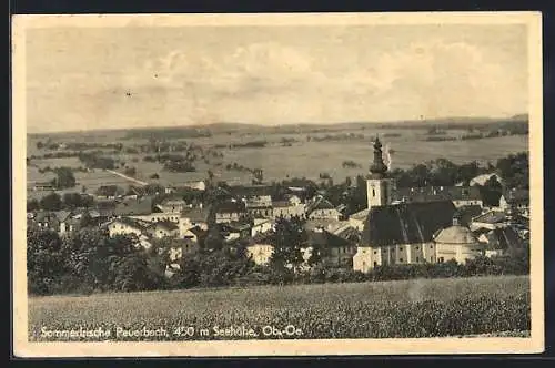 AK Peuerbach /Ob.-Oe., Ortsansicht vom Berg aus