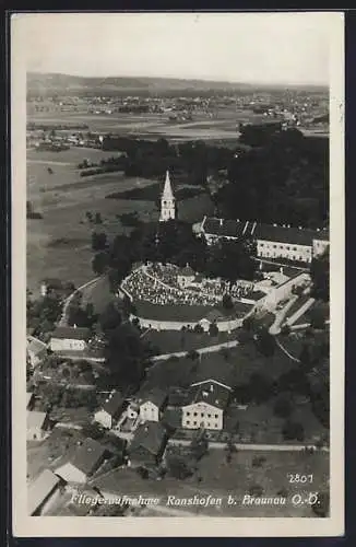 AK Ranshofen, Kirche und Friedhof vom Flugzeug aus