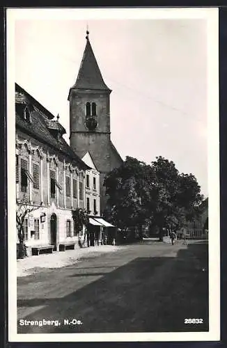 AK Strengberg /N.-Oe., Partie an der Kirche