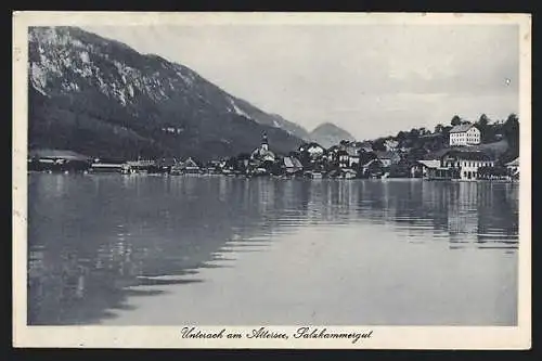 AK Unterach am Attersee, Blick vom See auf den Ort