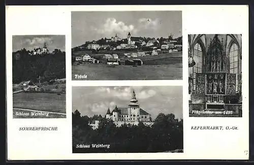 AK Kefermarkt, Schloss Weinberg, Totalansicht, Flügelaltar um 1495