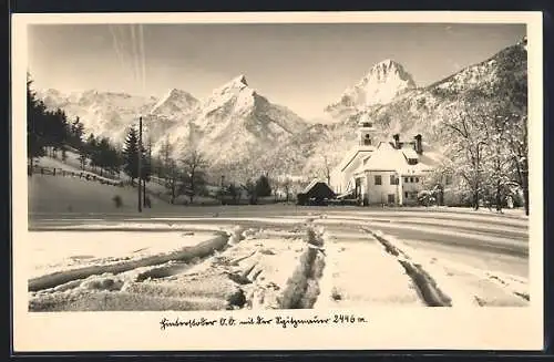 AK Hinterstoder /O. Ö., Teilansicht mit Spitzmauer im Winter