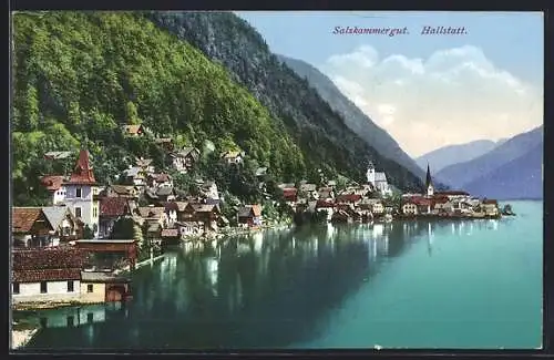 AK Hallstatt, Blick zum Ort