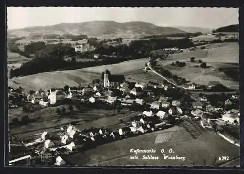 AK Kefermarkt, Totalansicht mit Schloss Weinberg aus der Vogelschau