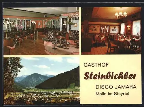 AK Molln im Steyrtal, Gasthof Steinbichler mit Disco Jamara, Ortsansicht