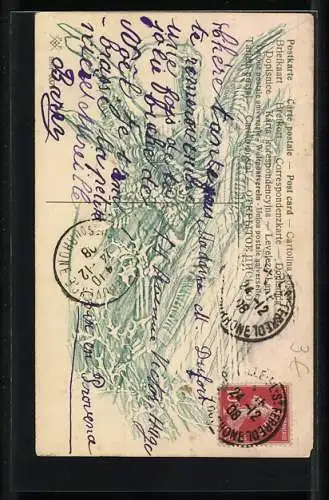 AK Weihnachtsengel mit Laute und Stechpalmenzweigen