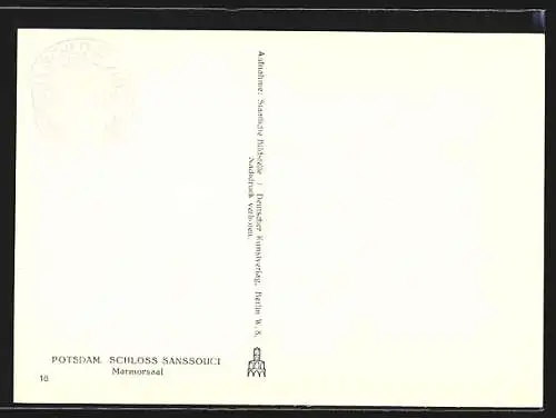 Foto-AK Deutscher Kunstverlag, Nr. 16: Potsdam, Schloss Sanssouci, Marmorsaal, Innenansicht