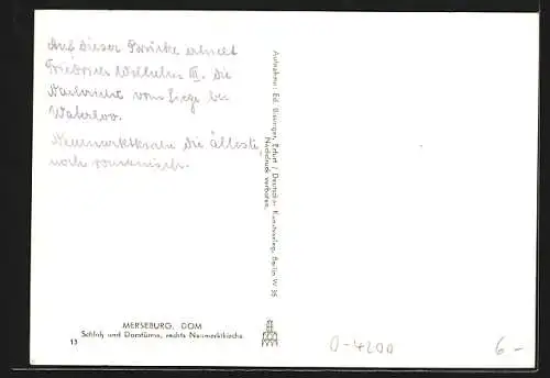 AK Merseburg, Dom, Schloss & Domtürme, rechts Neumarktskirche