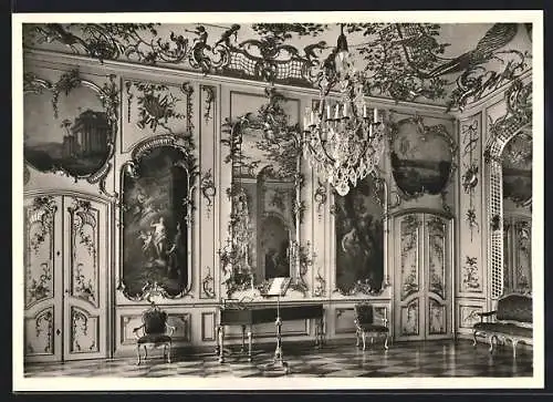 Foto-AK Deutscher Kunstverlag, Nr. 2 b: Potsdam, Schloss Sanssouci, Musikzimmer Friedrichs des Grossen