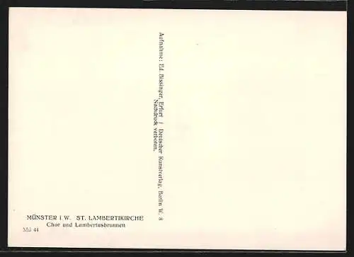 Foto-AK Deutscher Kunstverlag, Nr. 44: Münster i. W., St. Lambertikirche, Chor und Lambertusbrunnen