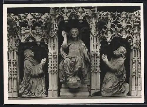 Foto-AK Deutscher Kunstverlag, NR 37: Münster, Dom, Christus zwischen Maria & Johannes