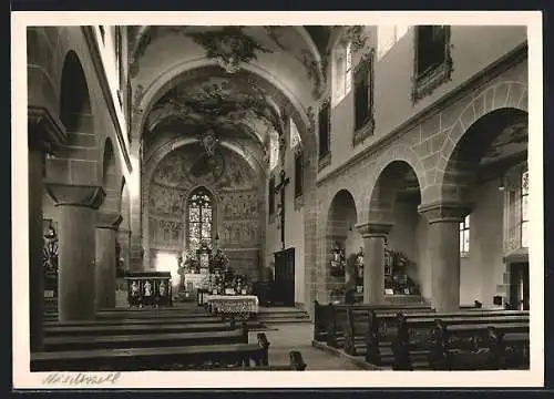 Foto-AK Deutscher Kunstverlag, Nr. 18: Niederzell /Insel Reichenau, Stiftskirche S. Peter und Paul, Gewölbe