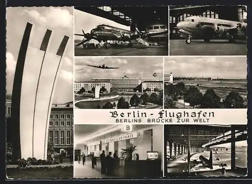 AK Berlin-Tempelhof, Teilansichten des Flughafens