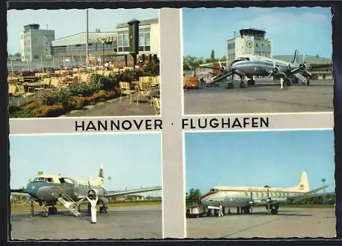 AK Flughafen Hannover, Terrasse und Flugzeuge verschiedener Fluglinien