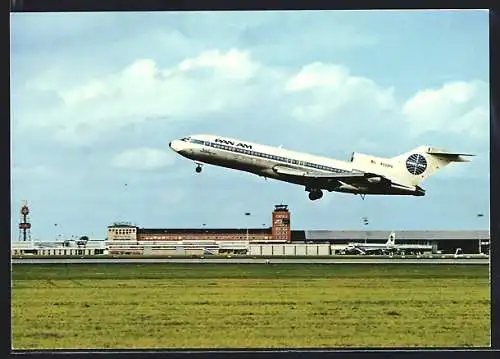 AK München-Riem, Flughafen mit Flugzeug in der Luft