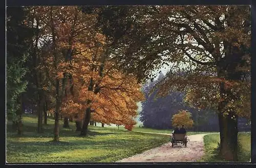 Foto-AK Photochemie Berlin Nr. 2567: Herbstliche Landschaft mit Pferdewagen