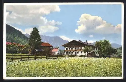 Foto-AK Photochemie Berlin Nr. 5270: Berglandschaft mit Bauernhaus