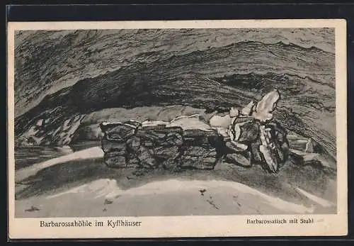 AK Barbarossahöhle, Barbarossatisch mit Stuhl