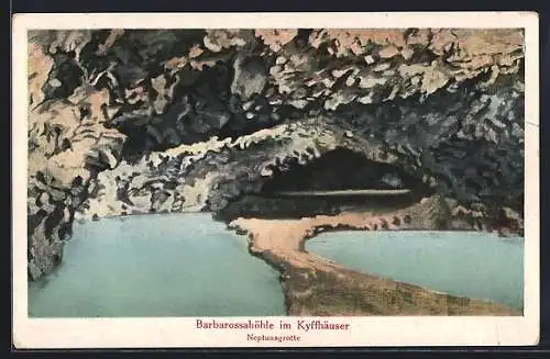 AK Rottleben, Barbarossahöhle, Blick in die Neptunsgrotte