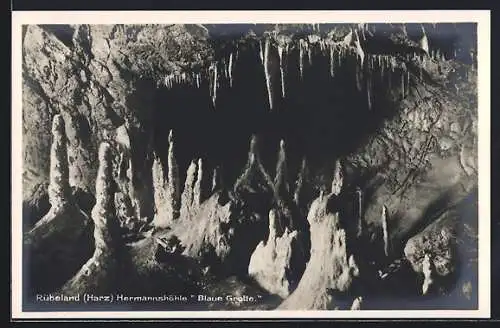 AK Rübeland /Harz, Hermannshöhle, Blaue Grotte