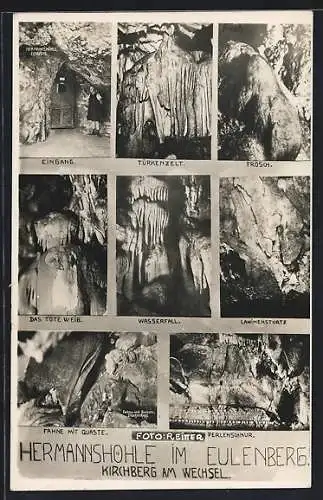 AK Kirchberg am Wechsel, Hermannshöhle im Eulenberg, Wasserfall, Türkenzelt, Frosch