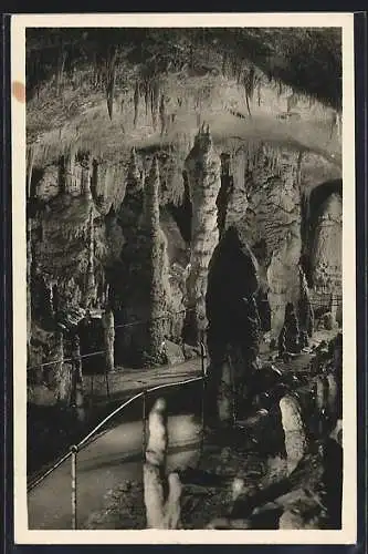 AK Postojnska jama / Adelsberger Grotte, Dvorana stebrov, Partie mit Stalagmiten