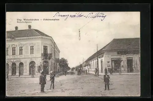 AK Weisskirchen, Bahnhofgasse und Ladengeschäft