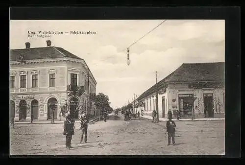 AK Ung. Weisskirchen, Geschäft von Rudolf Schöneck in der Bahnhofgasse