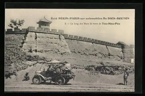 AK Tou-Mou-Pou, Autorennen Peking-Paris mit Autos von Dion-Bouton, Le long des Murs de terre