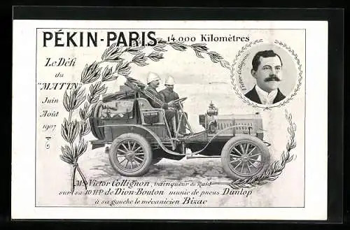 AK Paris, Autorennen Pekin-Paris, Mr. Victor Collignon vainqueur du Raid