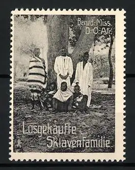 Reklamemarke Deutsch-Ost-Afrika, Benediktiner Mission, losgekaufte Sklavenfamilie