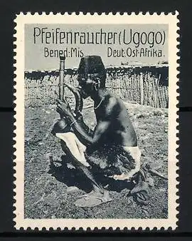 Reklamemarke Deutsch-Ost-Afrika, Benediktiner Mission, Pfeifenraucher, Ugogo