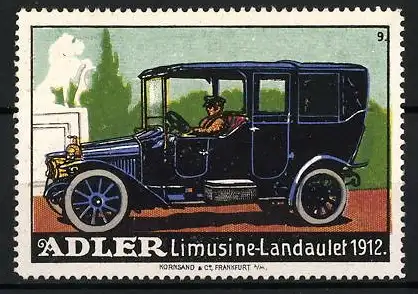 Reklamemarke Serie Adler-Automobile, Bild 9, Limusine-Landaulet 1912