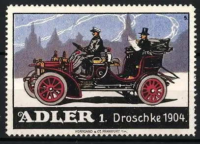 Reklamemarke Serie Adler-Automobile, Bild 5, 1. Droscke 1904