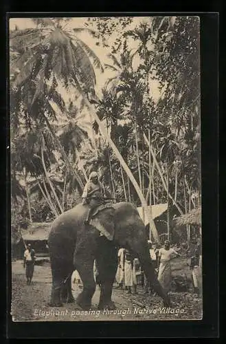 AK Ceylon, Elephant passsing through Native Village