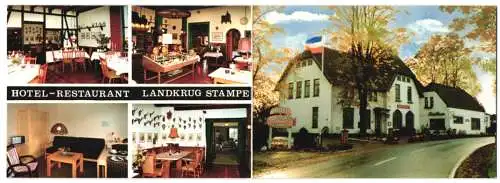 Klapp-AK Quarnbek bei Kiel, Hotel-Restaurant Landkrug Stampe v. Eduard Voss, mit Innenansichten